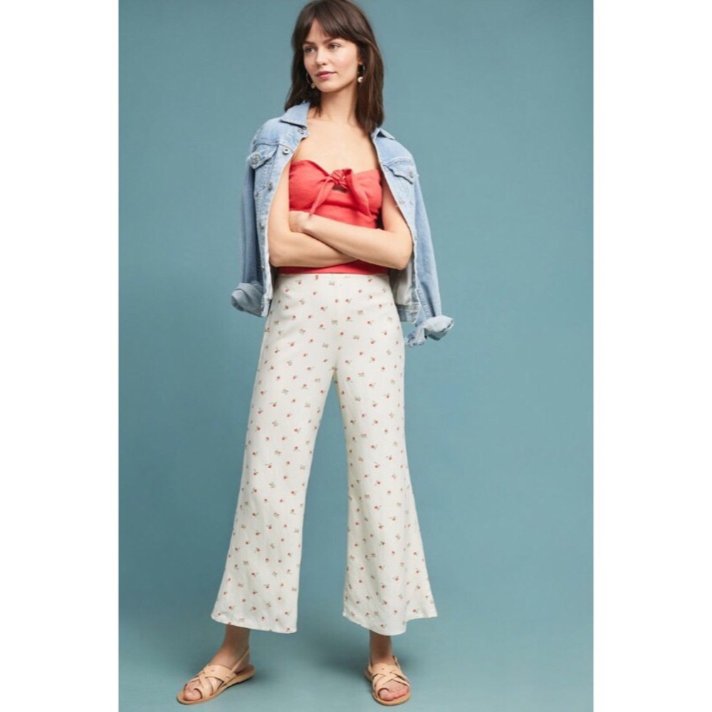 2 for $15! Anthropologie Floral Print Wise Leg Pants